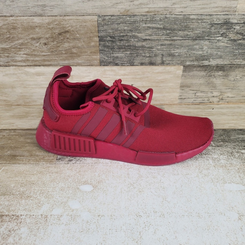 Adidas NMD R1 Low Running Shoes Womens Sz 7.5 Maroon Wine Mesh Lace Up Sneakers